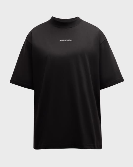 美品BALENCIAGA ブラック Tシャツ Balenciaga Men's Medium-Fit Logo T-Shirt | Neiman Marcus