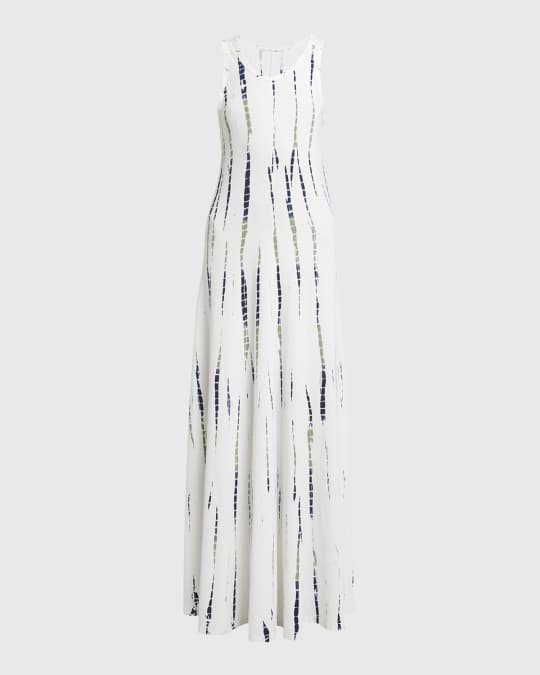 Off White Cotton Tie Dye A-line Dress