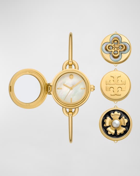 Tory Burch Miller Bangle Watch Set with Charms, Gold-Tone