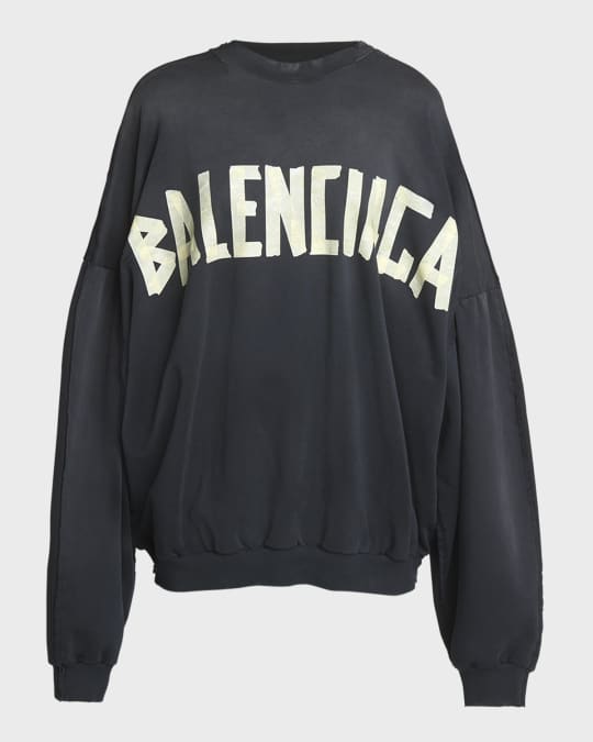 Balenciaga Oversized Double Front Crewneck Sweatshirt | Neiman Marcus