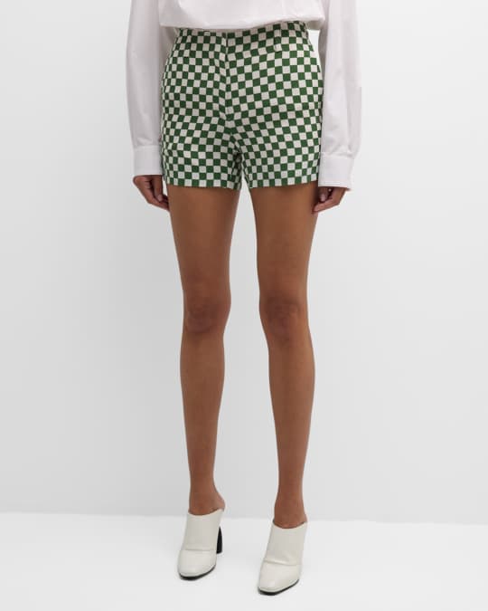 Dries Van Noten Paolina High-Rise Checker-Print Short Pants 