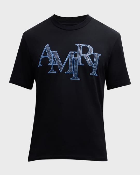 Amiri Men's Crystal Staggered Logo T-Shirt | Neiman Marcus