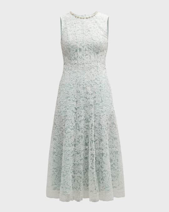 Self-Portrait Sleeveless Corded Lace Midi Dress | Neiman Marcus