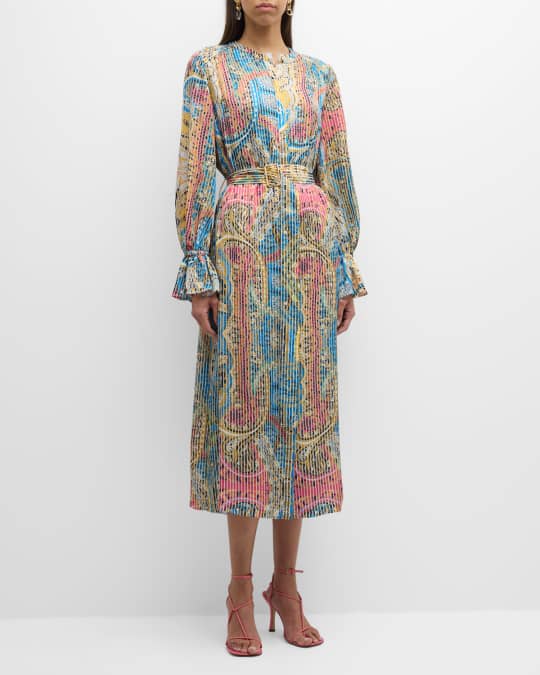 Elie Tahari The Jessica Striped Paisley-Print Shirtdress