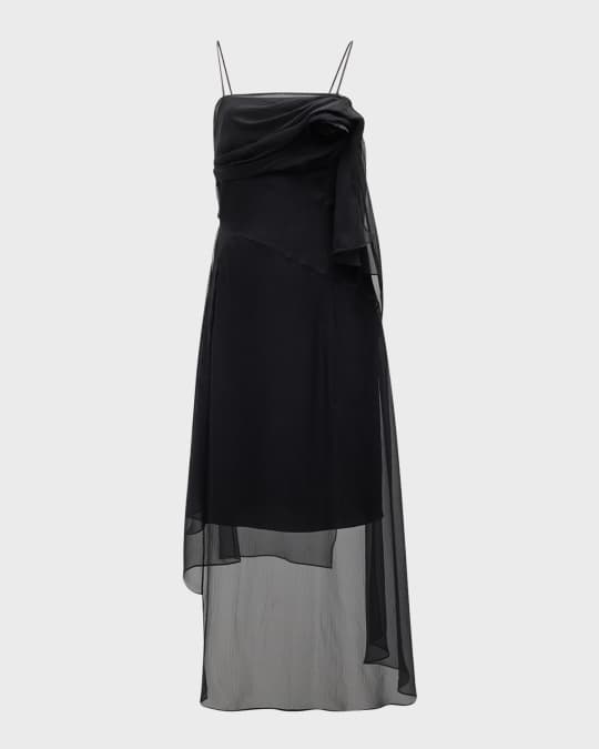 Givenchy High Low Mesh Midi Dress With Flower Detail Neiman Marcus