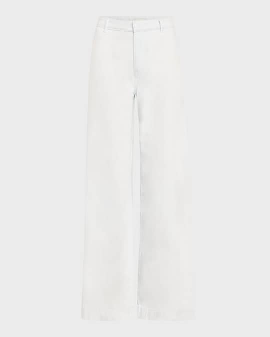 Washed Cotton Wide-Leg Trousers