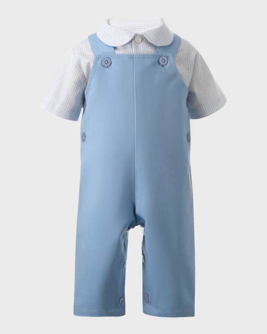 Boy's Check Shirt and Cotton Dungarees Set, Size 6M-24M