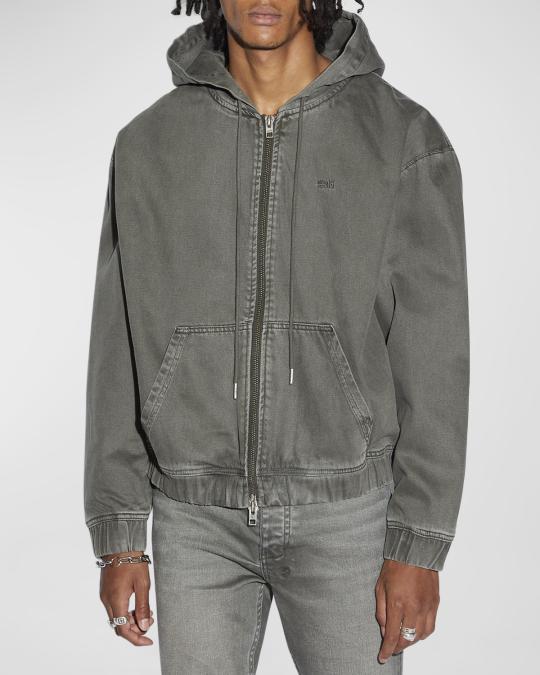 Ksubi Men's Washed Denim Zip Hoodie | Neiman Marcus