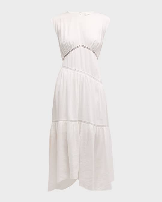 Gathered Seam Lace Inset Midi Dress