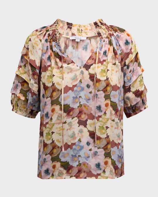 Paris Floral Pleated Blouse main image 0
