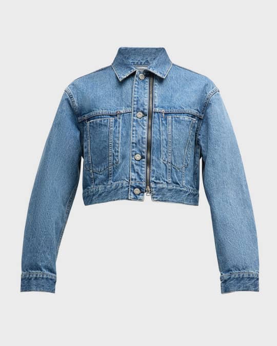 MOUSSY VINTAGE Bayview Zip Cropped Denim Jacket Neiman Marcus