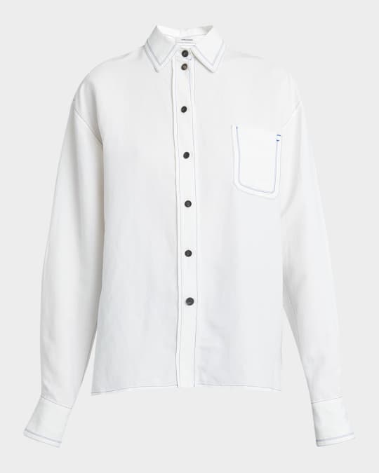 Button-Front Shirt with Contrast Stitching