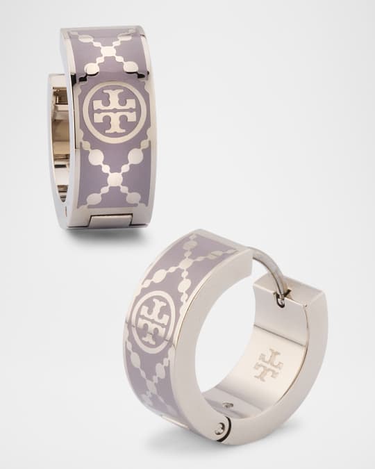 Tory Burch Small T Monogram Hoop Earrings | Neiman Marcus