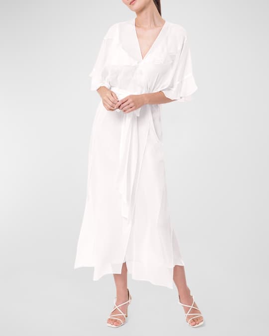 Christine Lingerie Angel Flutter Sleeve Sheer Silk Chiffon Robe Neiman Marcus