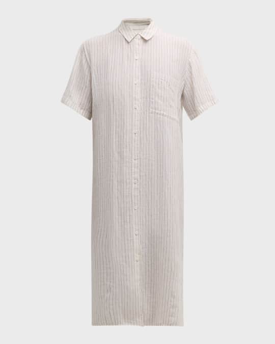 white linen tunic dress Macha linen tunic dress with coral print