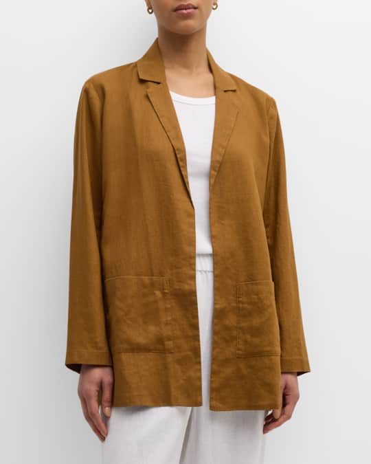 Petite Open Front Organic Linen Blazer