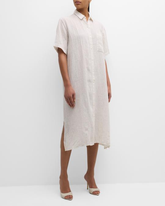 eileen fisher linen midi dress EILEEN FISHER Organic-Linen Sheen Midi Dress