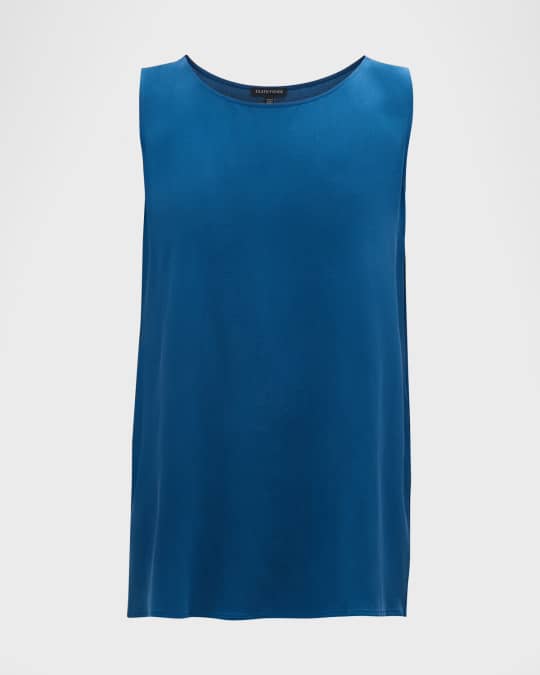 Eileen Fisher Petite Scoop Neck Georgette Crepe Tank Neiman Marcus