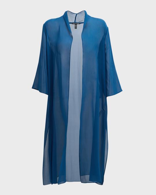 eileen fisher sheer silk georgette dress Sheer Silk Georgette Layered Dress