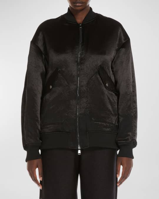 Max Mara Leisure Imelde Crinkled Zip-Front Bomber Jacket Neiman