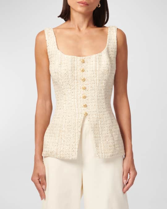 Rosita Square-Neck Tweed Top