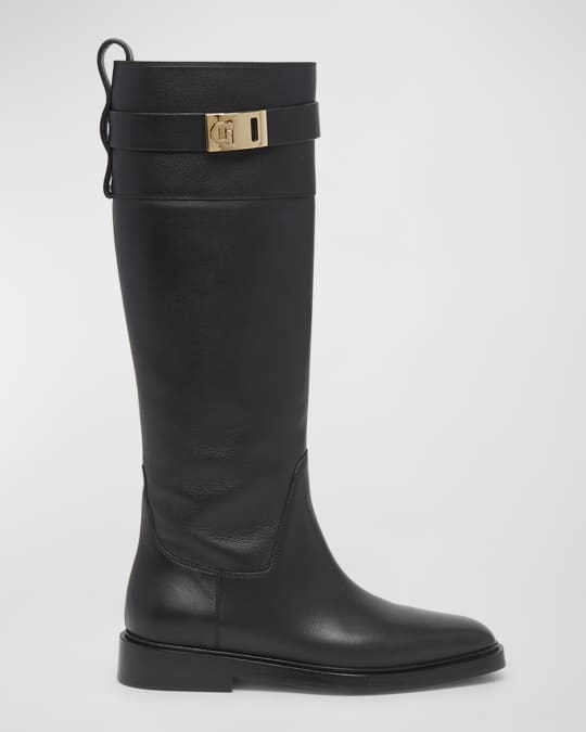 Ferragamo Roly Leather Gancino Buckle Tall Boots | Neiman Marcus