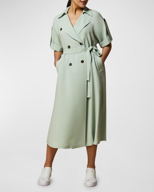 marina rinaldi green dress Plus Size Zurigo Double-Breasted Midi R2T44-050