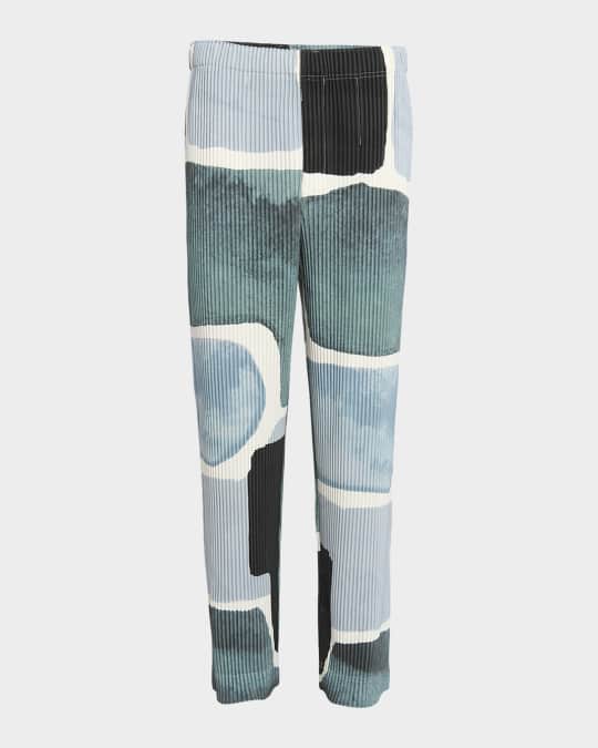 超格安価格 Homme Plisse Landscape-Print Pleated Men's Miyake Issey サロペット・オーバーオール・オールインワン
