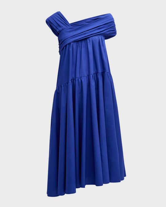 Merlette Crane Asymmetric Cotton Poplin Midi Dress | Neiman Marcus