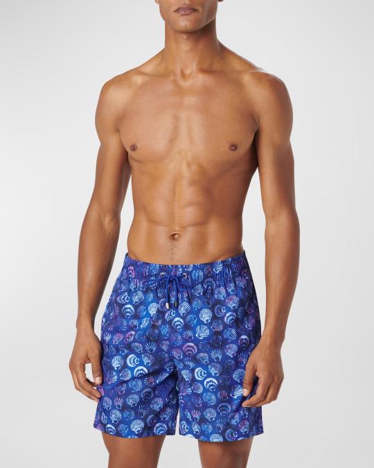 Bugatchi Men's Cosmo Shell-Print Swim Trunks | Neiman Marcus