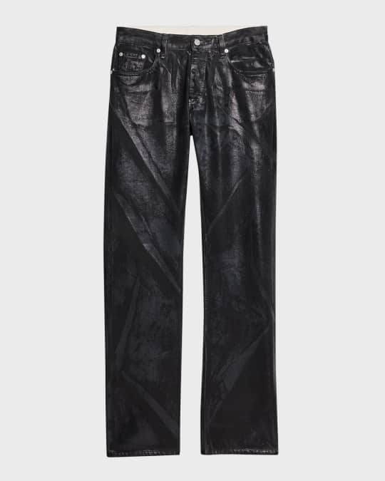 Men's Low-Rise Metallic Foil Denim Relaxed-Leg Jeans
