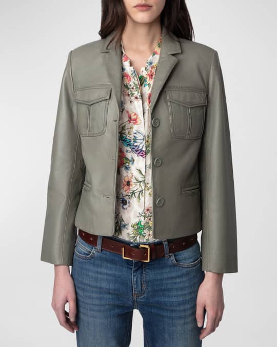 Zadig & Voltaire Liam Leather Shirt Jacket | Neiman Marcus