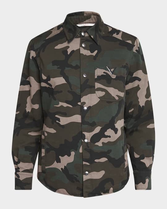 Men's Giubbino Camouflage Casual Button-Down Shirt