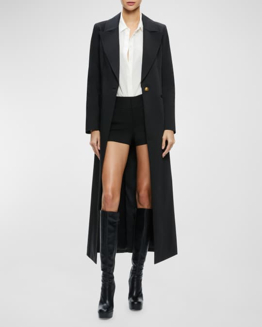 Leather Collar Midi Coat