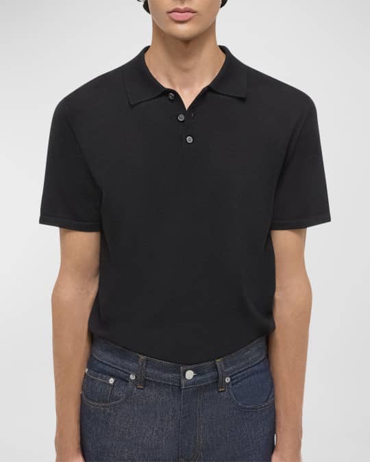 Helmut Lang Men's Wool-Silk Polo Shirt | Neiman Marcus