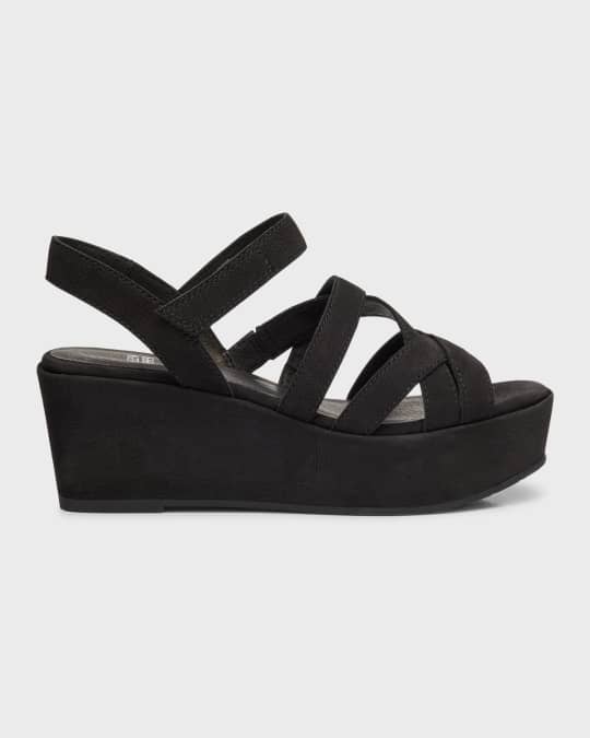 Eileen Fisher Mazy Suede Strappy Wedge Sandals Neiman Marcus