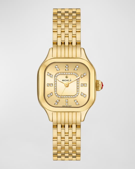 MICHELE Meggie Diamond Dial High Shine Watch, Gold Neiman Marcus
