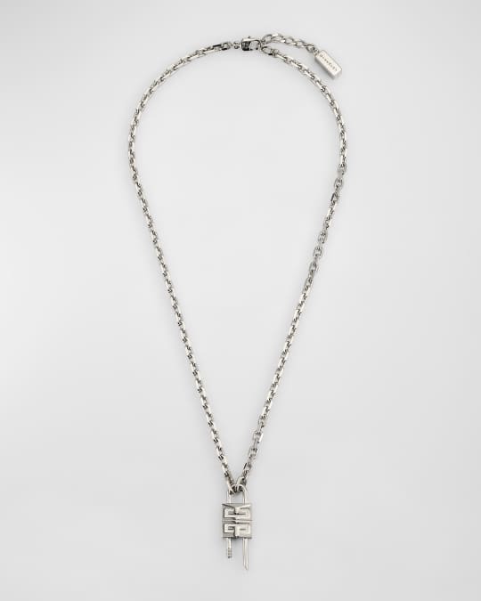 Givenchy Silvery Mini Lock Necklace | Neiman Marcus