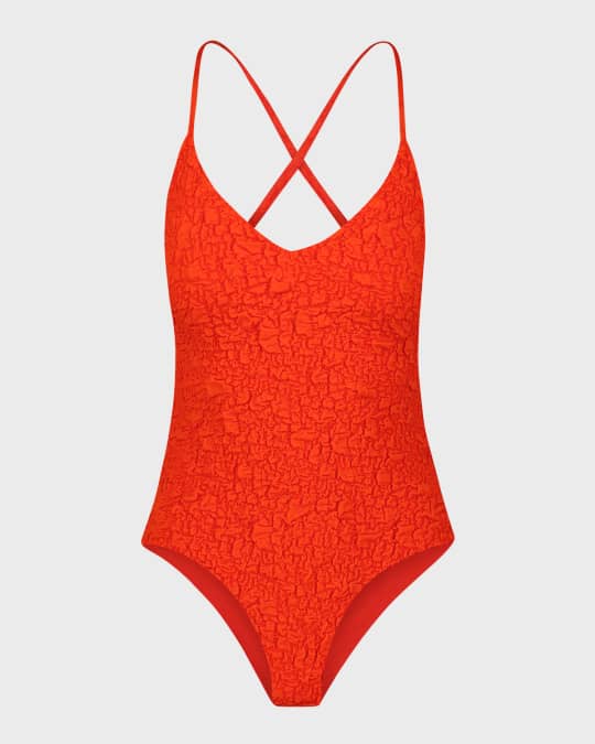 Mara Hoffman Emma Textured One Piece Swimsuit Neiman Marcus