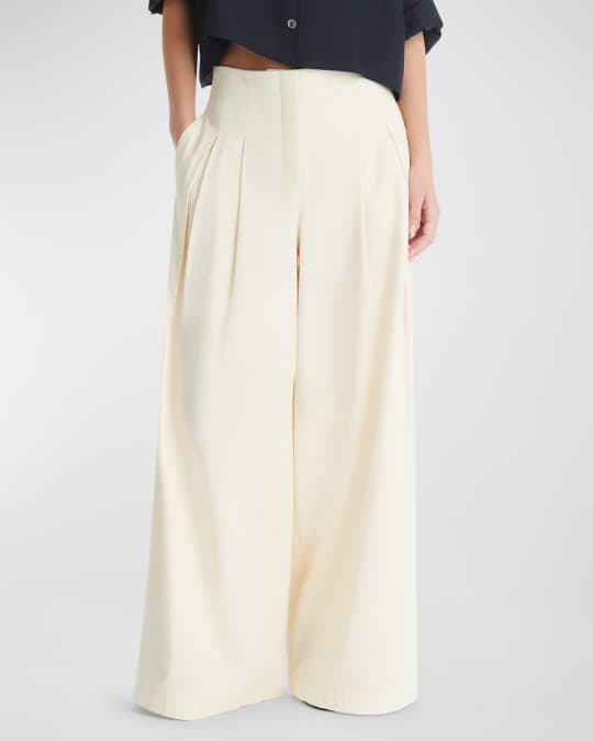 TWP Drew Coated Gabardine-Blend Wide-Leg Pants | Neiman Marcus