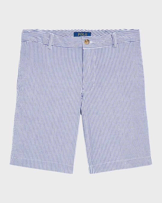 Boy's Seersucker Preppy Shorts, Size 8-20