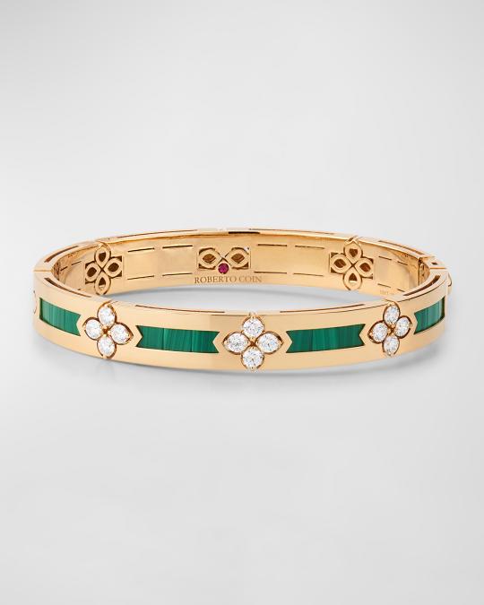 Roberto Coin 18K Rose Gold Diamond and Malachite Bracelet | Neiman Marcus