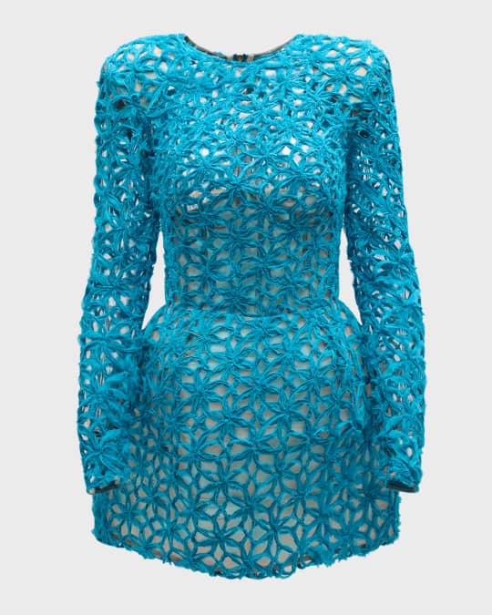 Bronx and Banco Casey Floral Lace Fit-&-Flare Mini Dress | Neiman Marcus