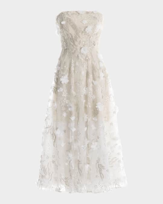 Kailyn Beaded Floral-Embroidered Midi Dress