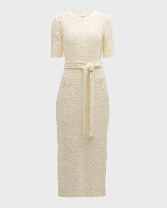 FRAME Short-Sleeve Mixed Stitch Sweater Dress | Neiman Marcus