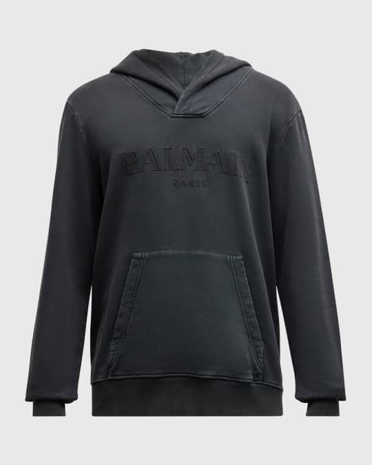 Embroidered Hoodie Balmain Black Hoodie Mens Balmain Men's Vintage