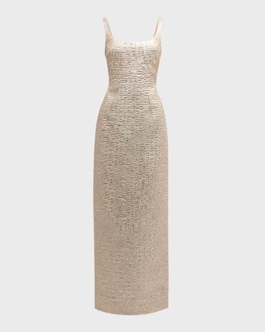 Emilia Wickstead Sharon Metallic Seersucker Sleeveless Gown | Neiman Marcus