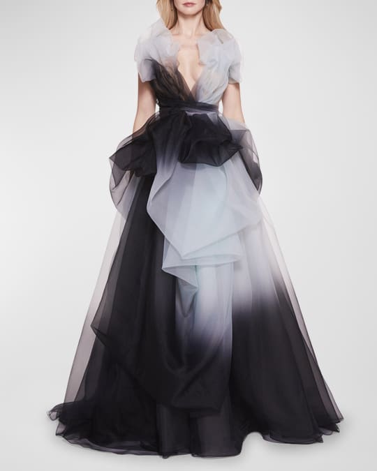 Marchesa silk organza plunge gown sales