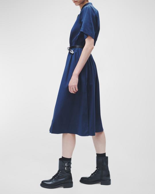 Rag & Bone Ronan Short-Sleeve A-Line Midi Dress | Neiman Marcus