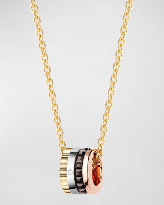Quatre Classique 18K Gold Small Pendant 1-Diamond Necklace